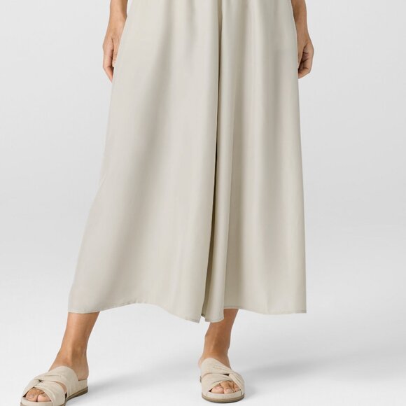 Eileen Fisher Washed Silk Skirt Pant Almond Size MP - Picture 1 of 9